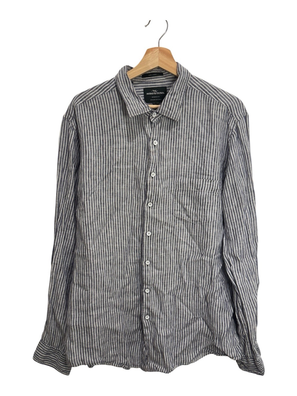 Rodd & Gunn 100% Linen Striped Button Down Shirt XL Orig $198 Italy